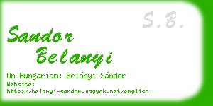 sandor belanyi business card